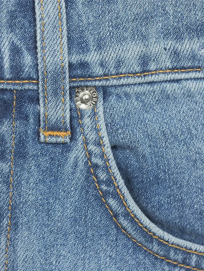 Kacey Mid-Rise Wide-Leg Raw Jeans