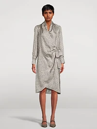 Herringbone Silk Wrap Dress