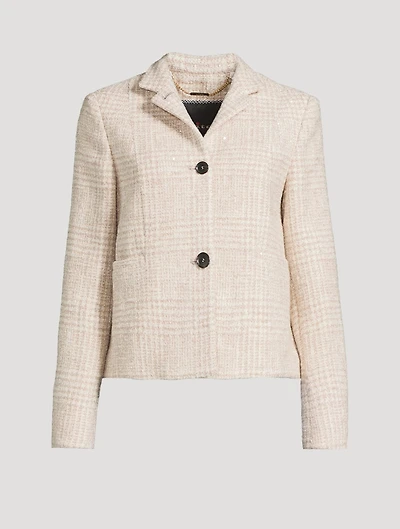 Sequin Jacket Plaid Print