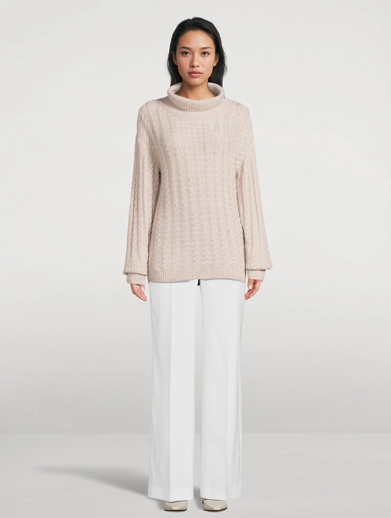 Cable-Knit Cashmere Silk Sweater