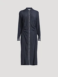 Lex Ruched Shirt Dress Polka Dot Print