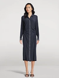 Lex Ruched Shirt Dress Polka Dot Print