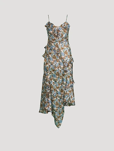 Avenel Silk Midi Dress Floral Print