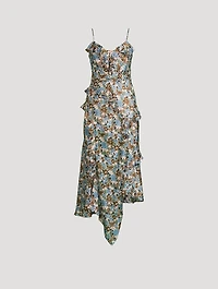 Avenel Silk Midi Dress Floral Print