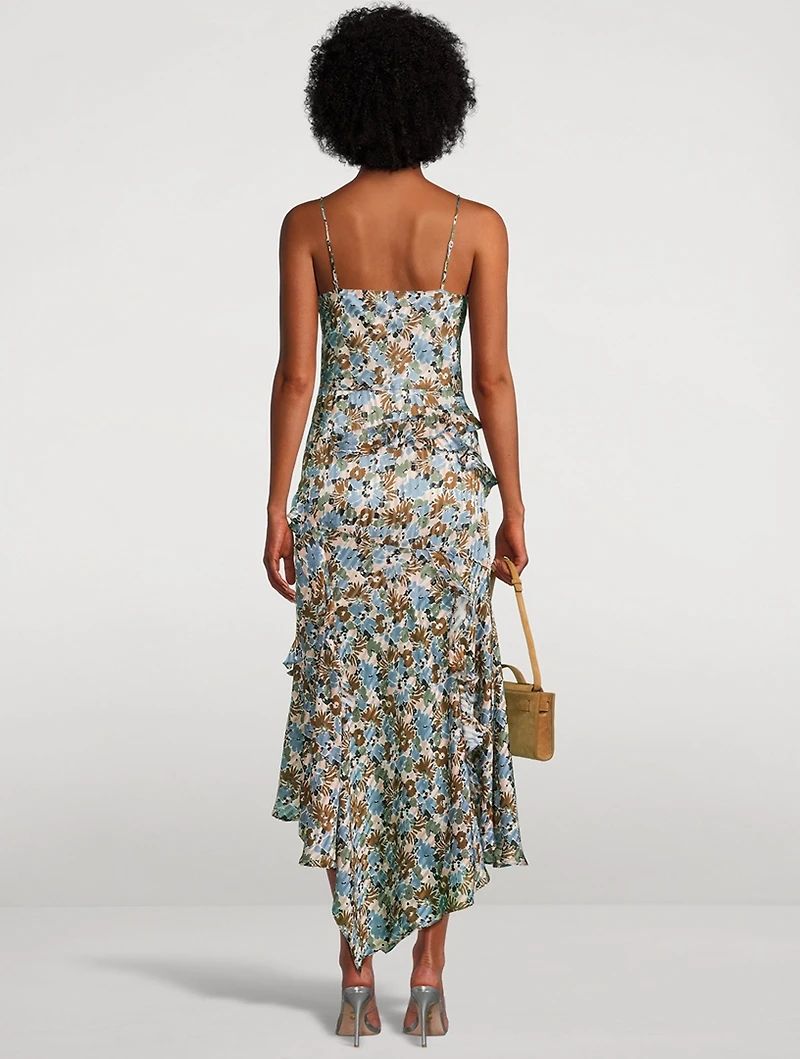 Avenel Silk Midi Dress Floral Print