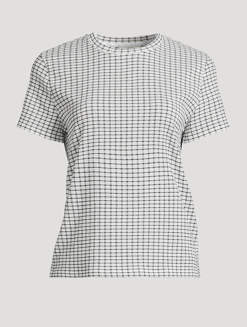 Smocked T-Shirt Check Print