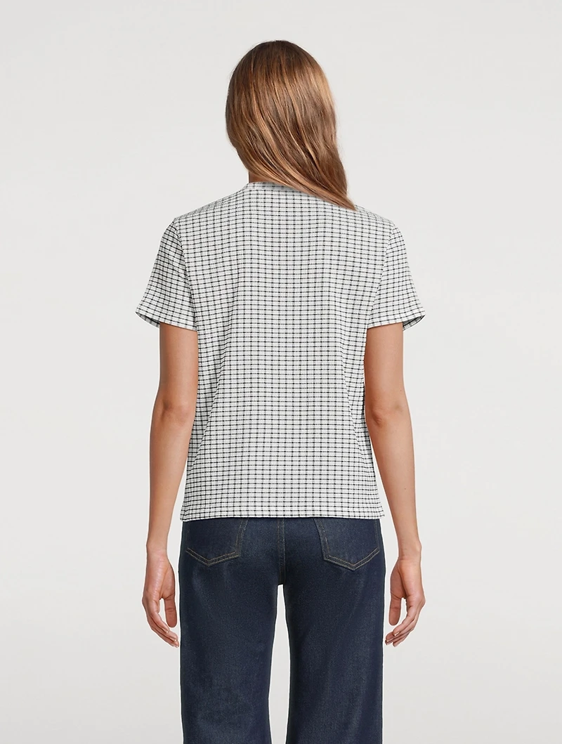 Smocked T-Shirt Check Print