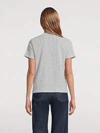 Smocked T-Shirt Check Print
