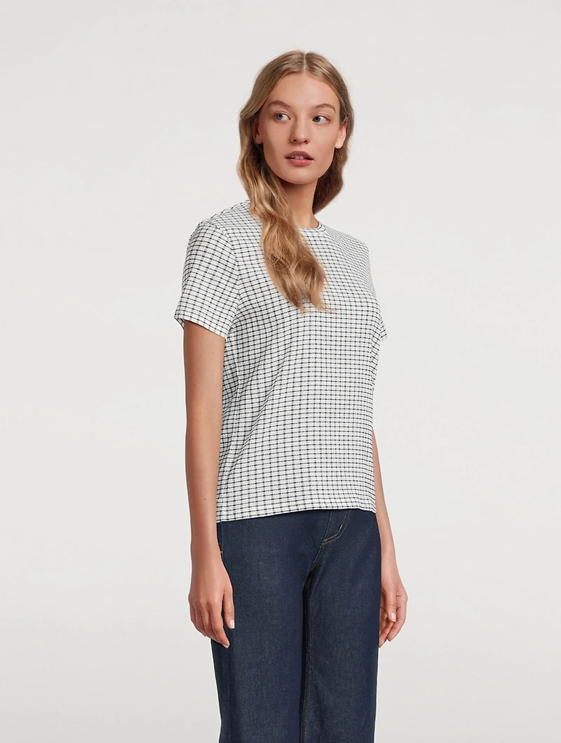 Smocked T-Shirt Check Print