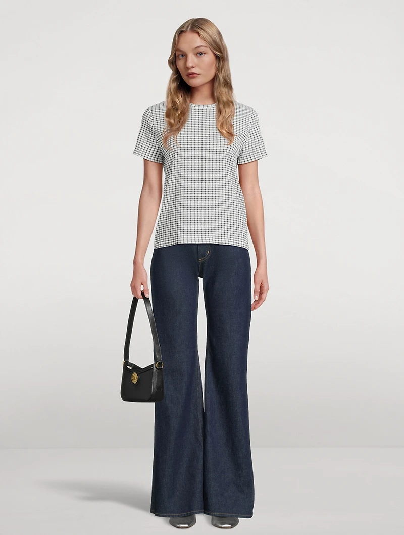 Smocked T-Shirt Check Print