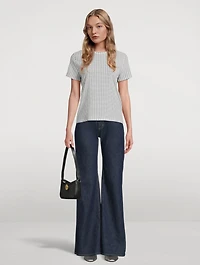 Smocked T-Shirt Check Print