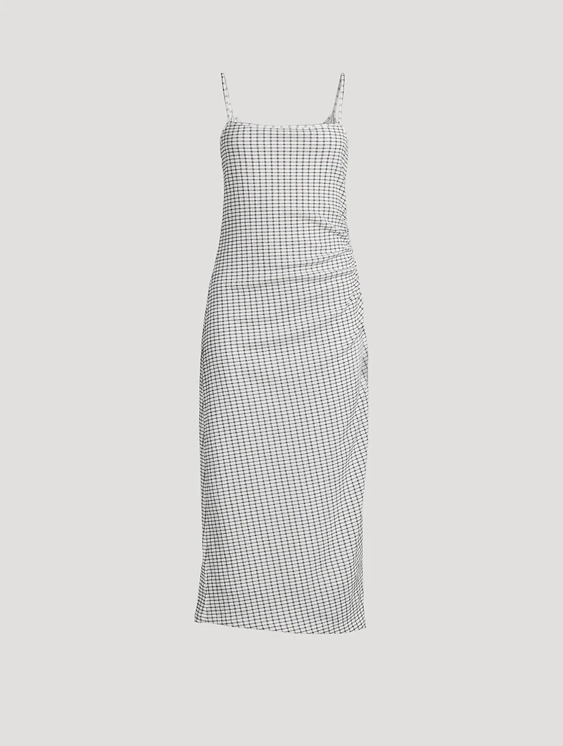 Smocked Slip Dress Check Print