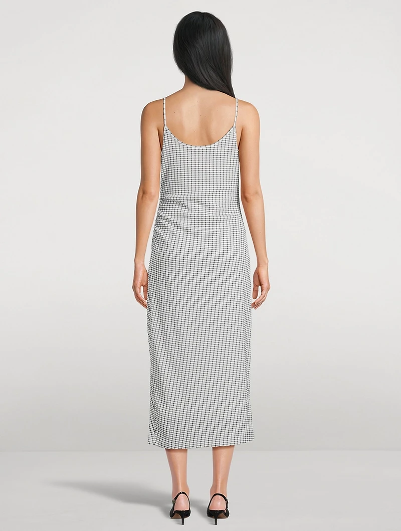 Smocked Slip Dress Check Print