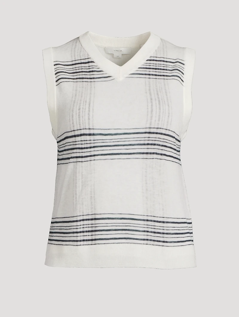 Plaid Jacquard Wool Sweater Vest