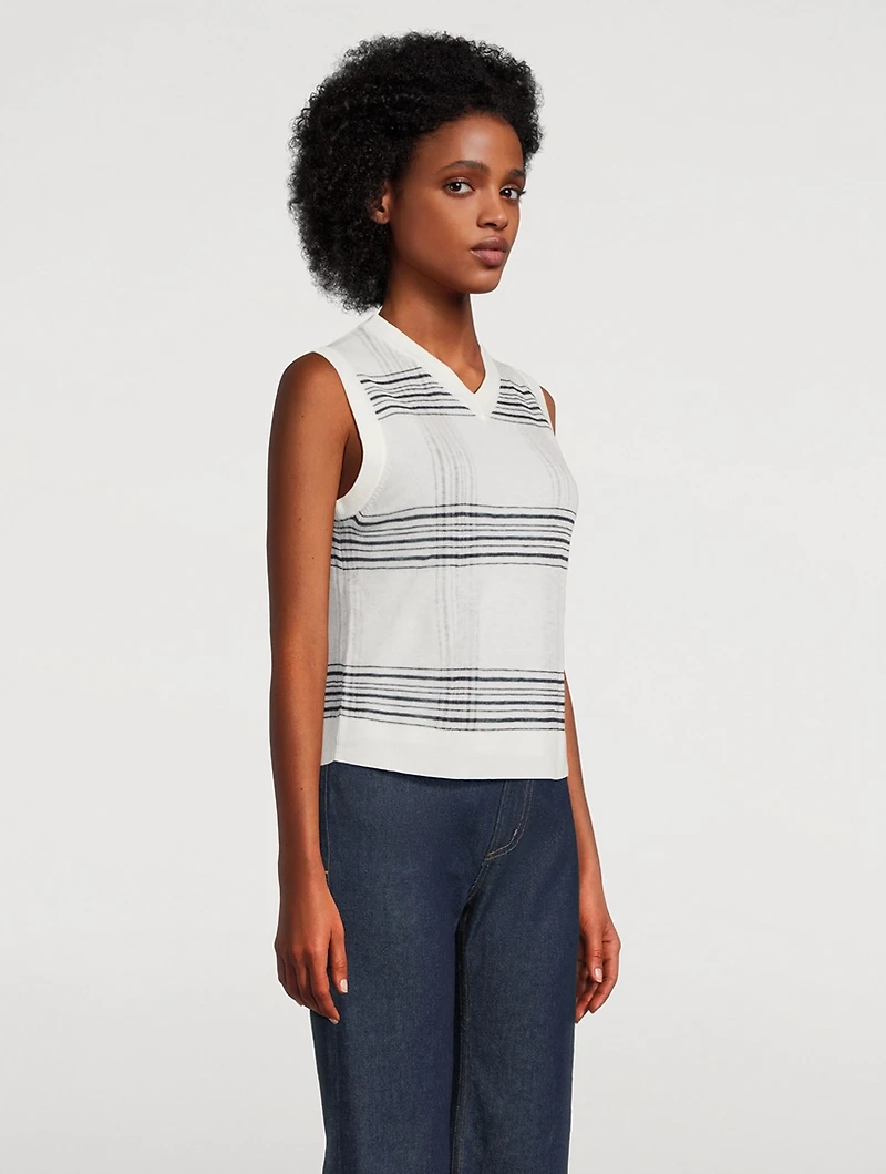 Plaid Jacquard Wool Sweater Vest