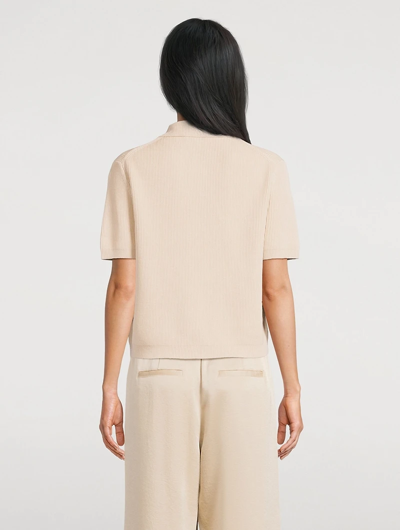 Ribbed Polo Sweater