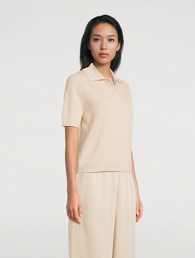 Ribbed Polo Sweater