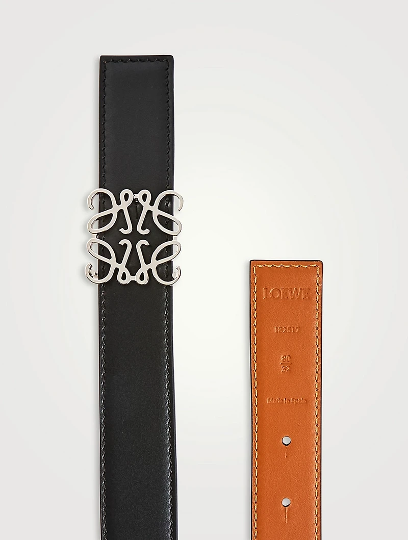 Reversible Embossed Anagram Leather Belt