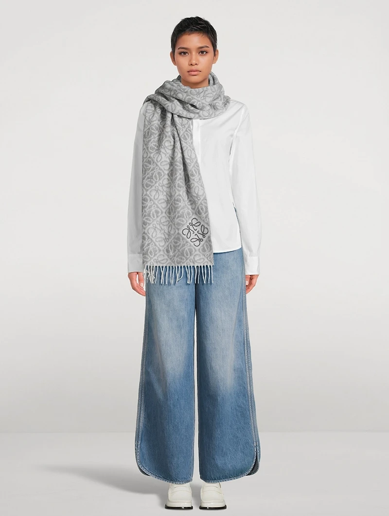 Wool And Cashmere Knit Anagram Scarf