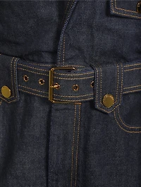 Crush Belted Denim Jumpsuit