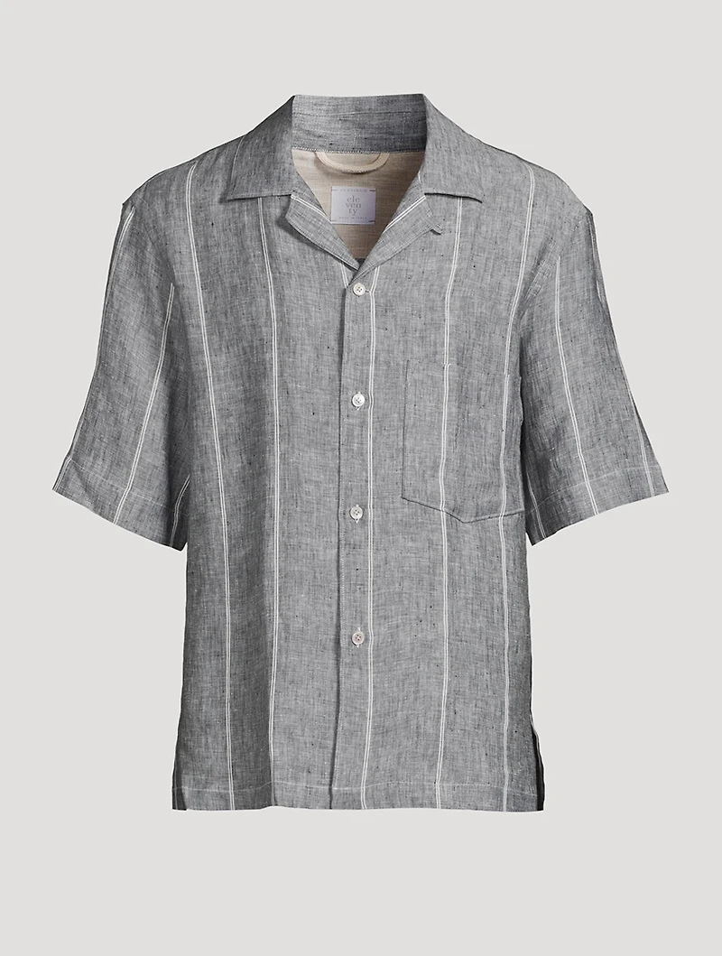 Striped Linen Camp Shirt