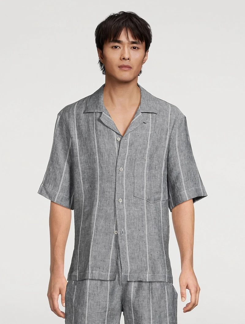 Striped Linen Camp Shirt