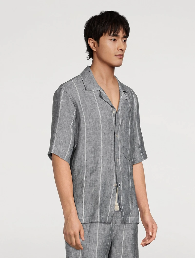 Striped Linen Camp Shirt
