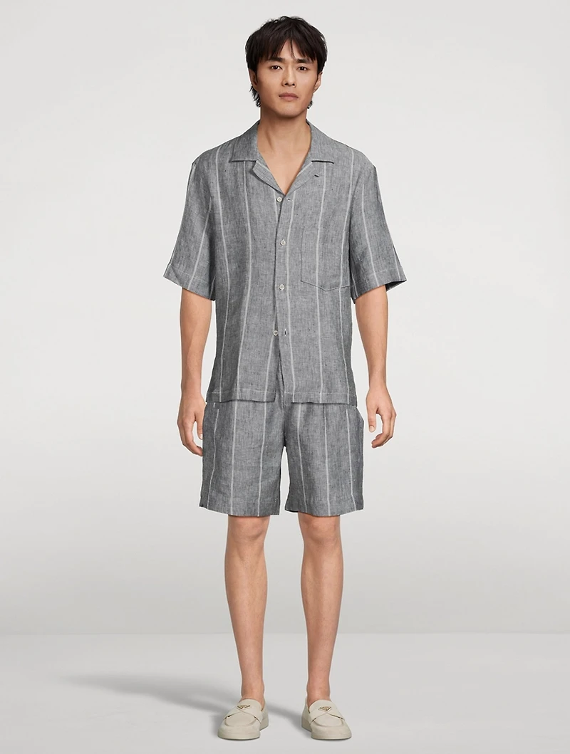 Striped Linen Camp Shirt