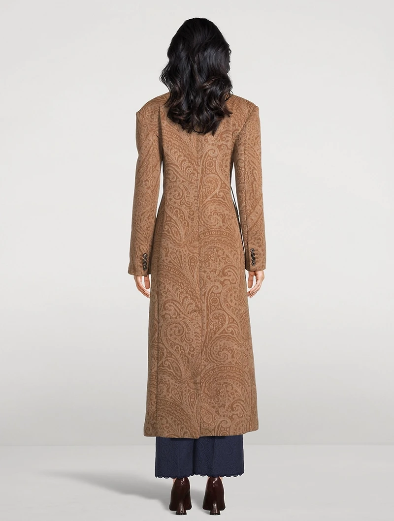 Paisley Jacquard Double-Breasted Coat