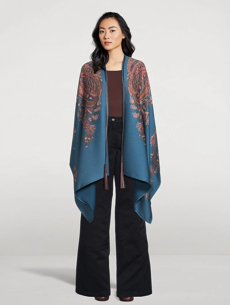 Floral Paisley Jacquard Poncho