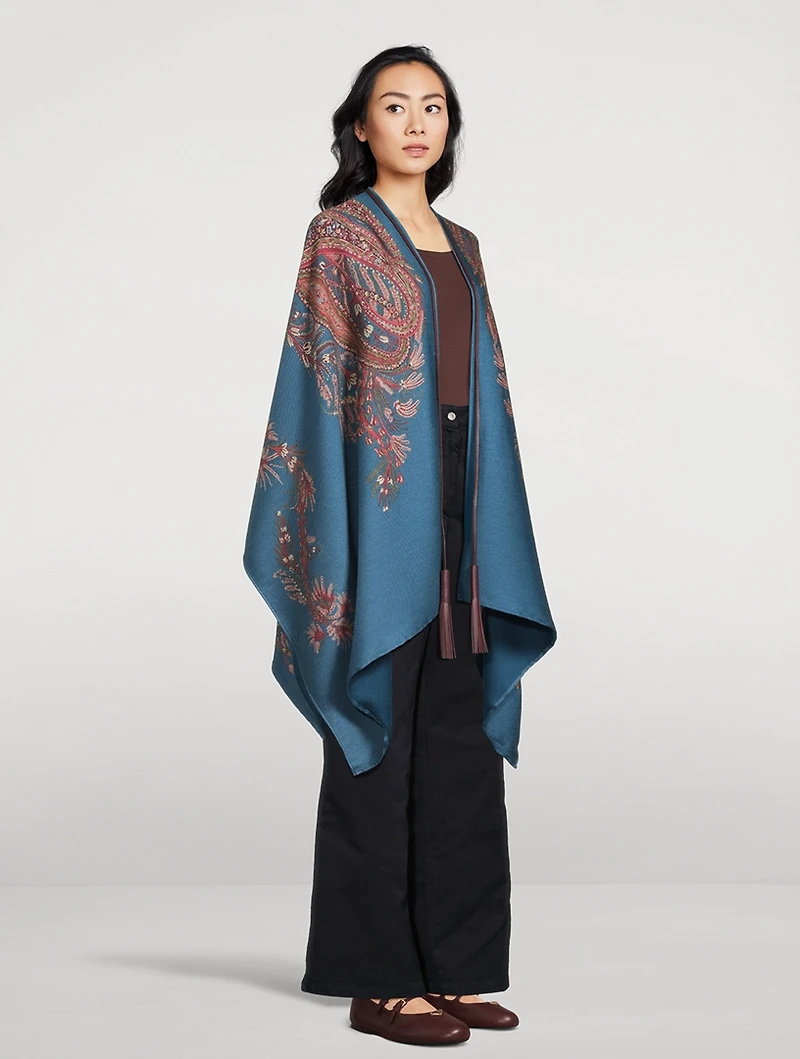 Floral Paisley Jacquard Poncho