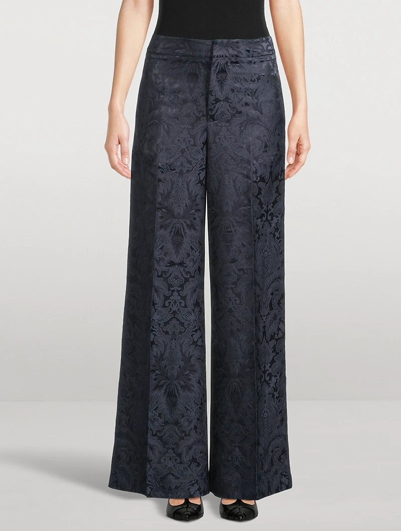 Paisley Jacquard Wide-Leg Trousers