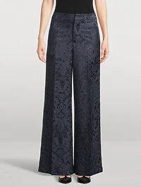 Paisley Jacquard Wide-Leg Trousers