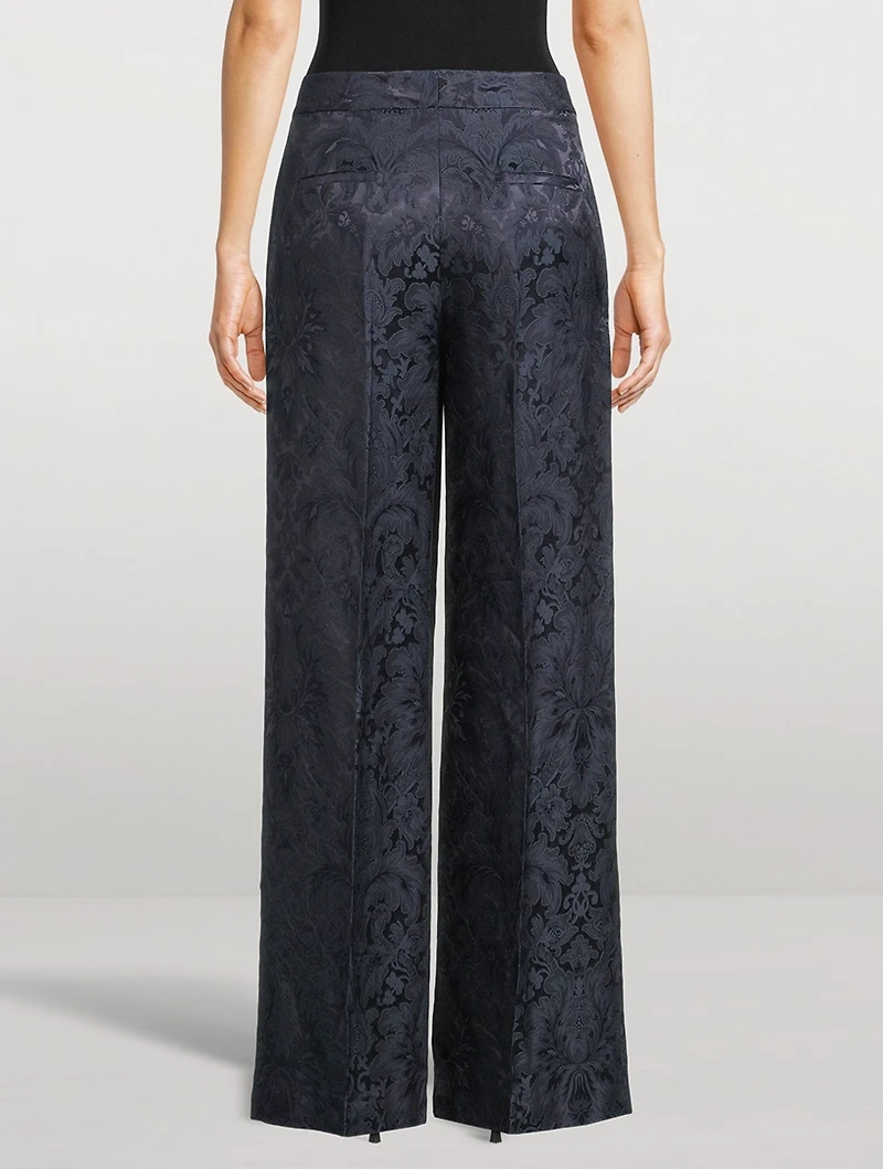 Paisley Jacquard Wide-Leg Trousers