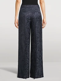 Paisley Jacquard Wide-Leg Trousers