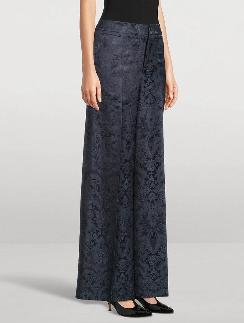 Paisley Jacquard Wide-Leg Trousers