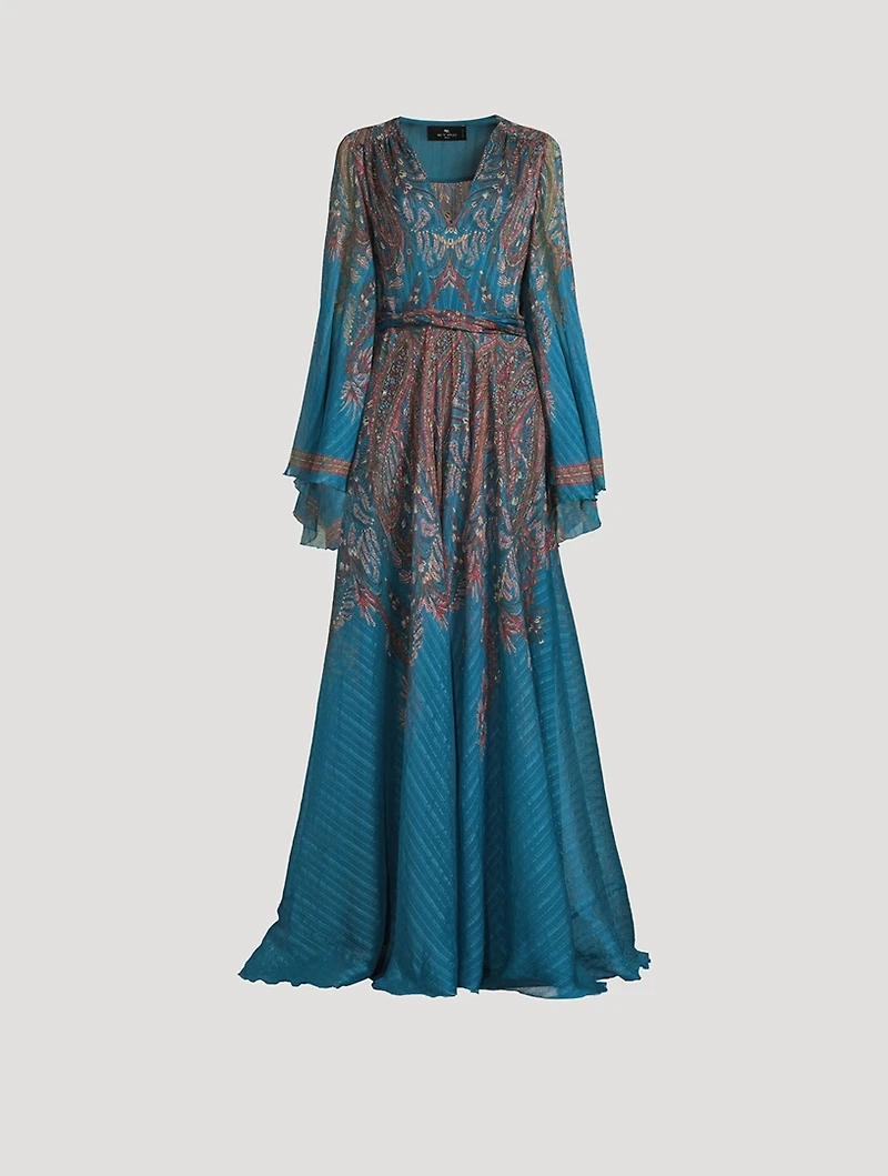 Silk Gown Floral Paisley Print