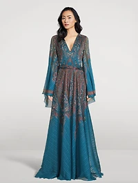 Silk Gown Floral Paisley Print