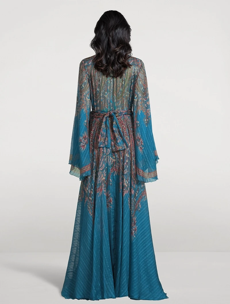 Silk Gown Floral Paisley Print