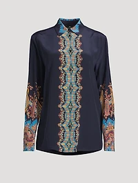 Silk Crêpe de Chine Shirt Floral Paisley Print
