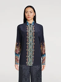 Silk Crêpe de Chine Shirt Floral Paisley Print