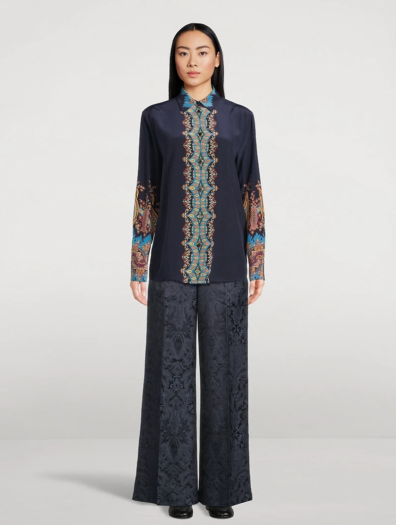 Silk Crêpe de Chine Shirt Floral Paisley Print