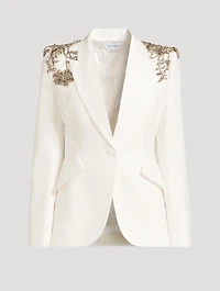 Embellished Leaf Crêpe Blazer