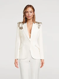 Embellished Leaf Crêpe Blazer
