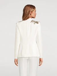 Embellished Leaf Crêpe Blazer