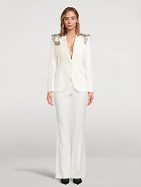 Embellished Leaf Crêpe Blazer