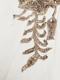 Embellished Leaf Crêpe Blazer
