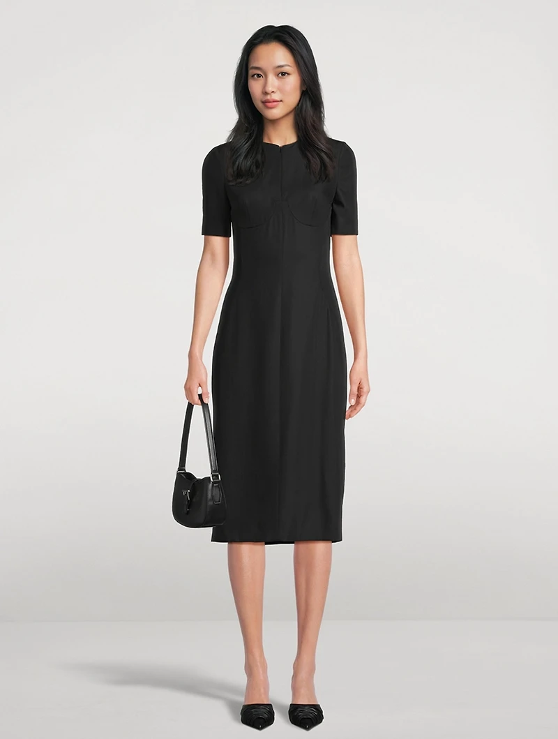 Zip-Front Midi Dress