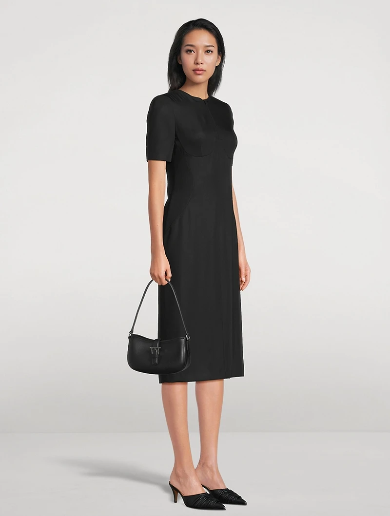 Zip-Front Midi Dress