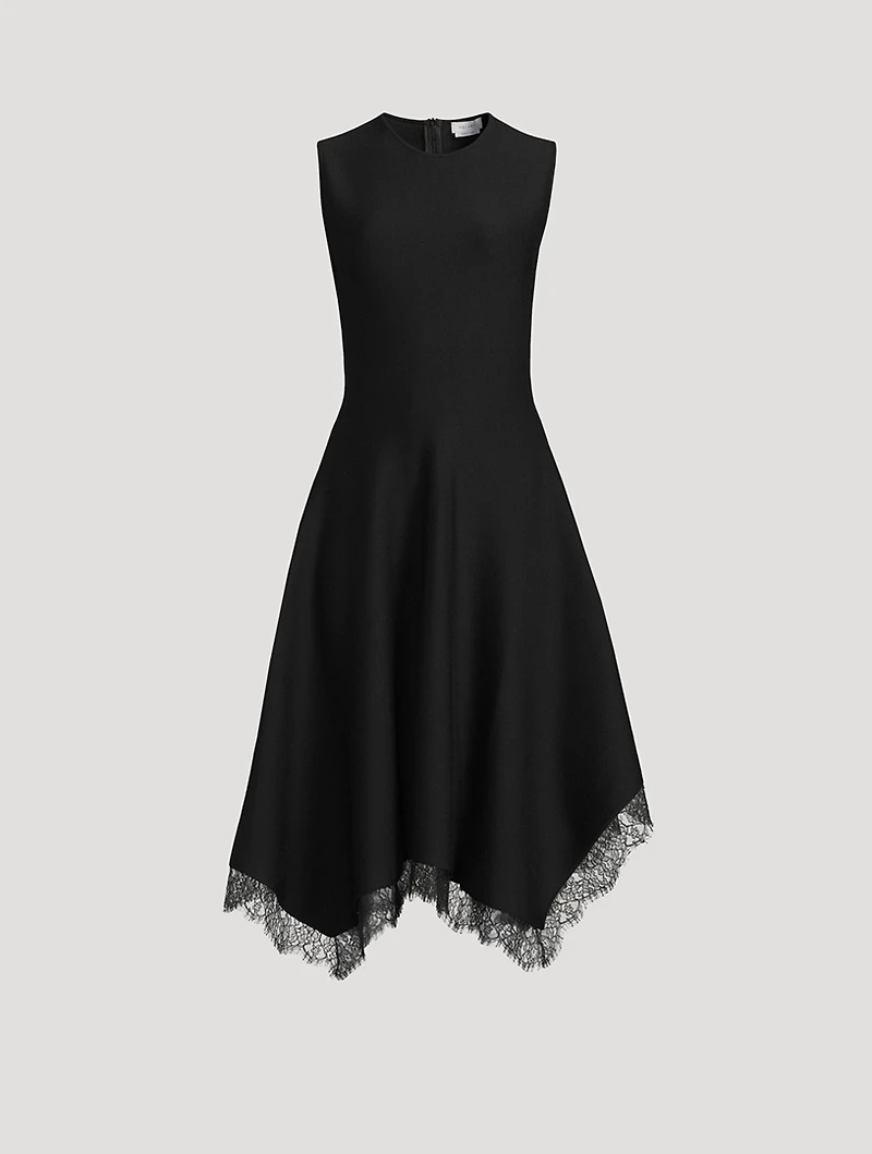 Lace-Trimmed Midi Dress